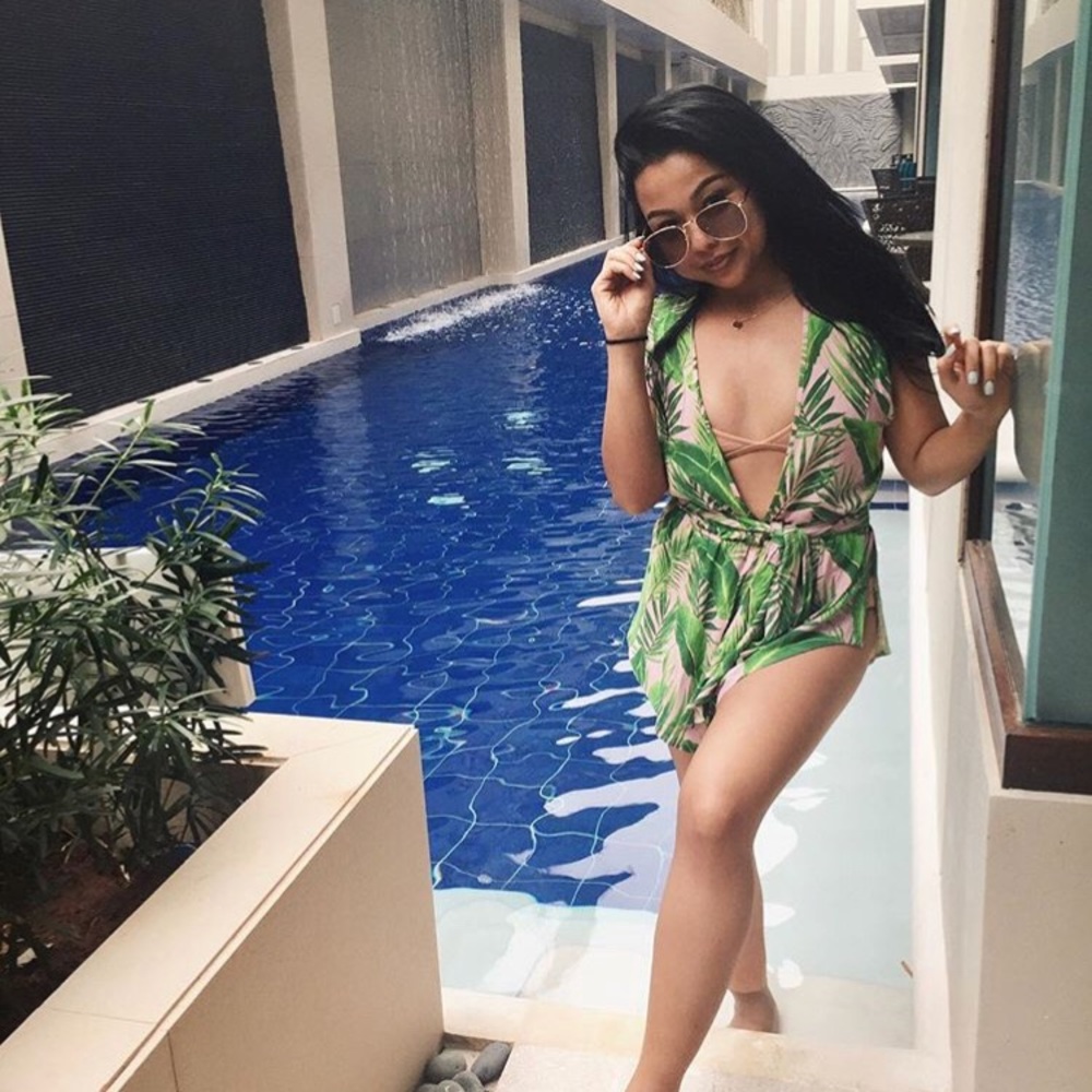 ASOS palm tropical romper cover up
